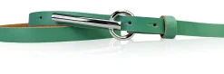 BROOKLYN schmaler Damen Ledergürtel mit silberner langer Gürtelschnalle 1,5 cm