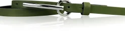 BROOKLYN schmaler Damen Ledergürtel mit silberner langer Gürtelschnalle 1,5 cm