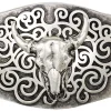 BUFFALO III Büffelkopf Gürtelschnalle 4 cm altsilber, Westernschnalle