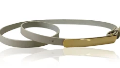 CAEN: schmaler Gürtel 1,2 cm mit langer goldener Gürtelschnalle
