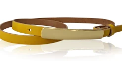 CAEN: schmaler Gürtel 1,2 cm mit langer goldener Gürtelschnalle