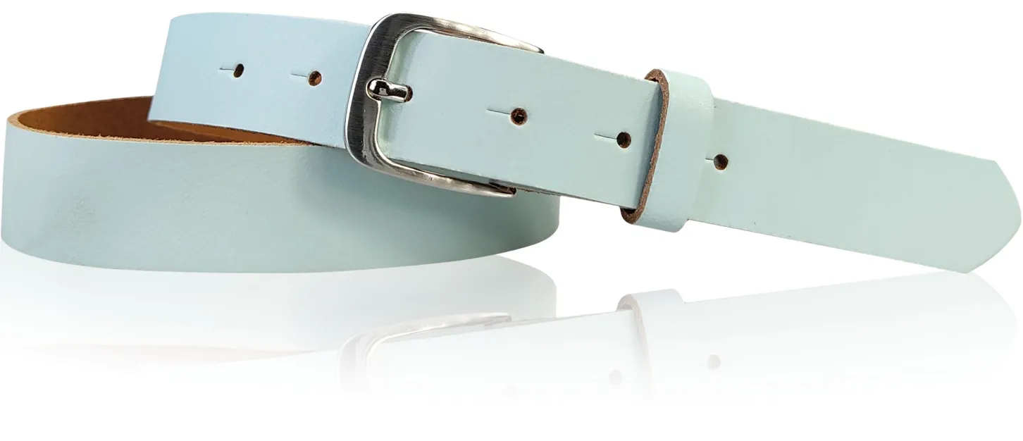 CALAIS: schmaler Damen Ledergürtel 3 cm mit schöner silbern glänzender Gürtelschnalle