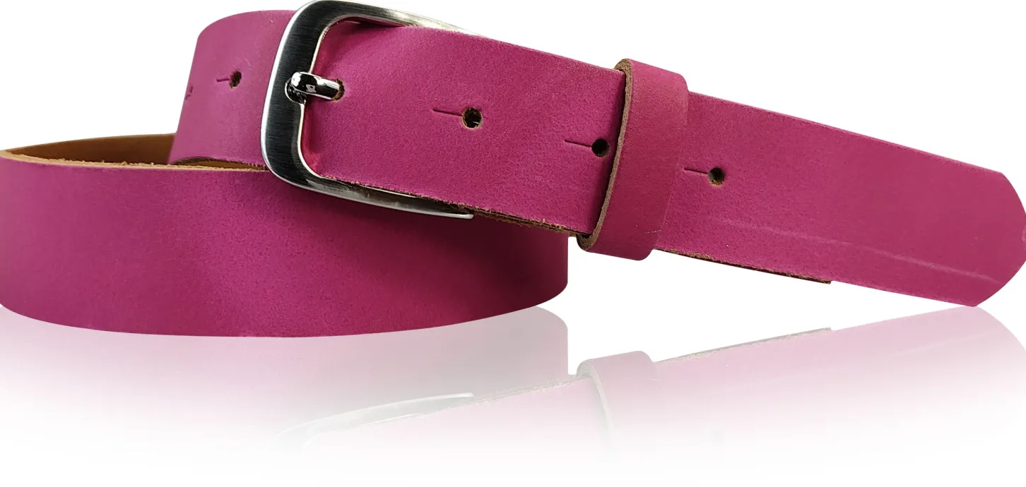 CALAIS: schmaler Damen Ledergürtel 3 cm mit schöner silbern glänzender Gürtelschnalle