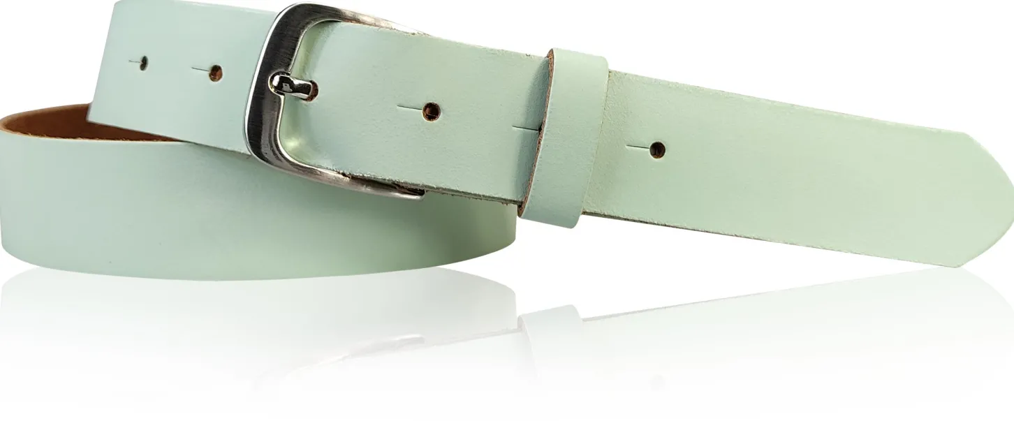 CALAIS: schmaler Damen Ledergürtel 3 cm mit schöner silbern glänzender Gürtelschnalle