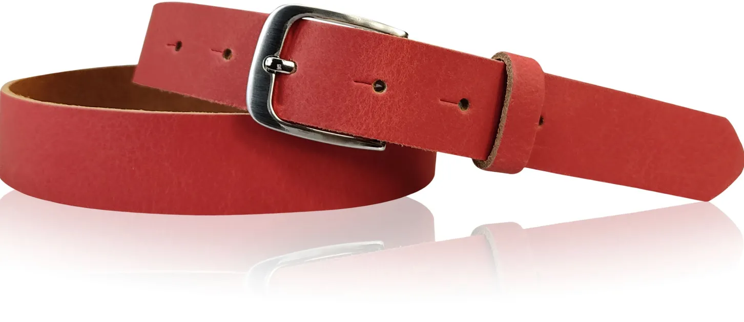 CALAIS: schmaler Damen Ledergürtel 3 cm mit schöner silbern glänzender Gürtelschnalle