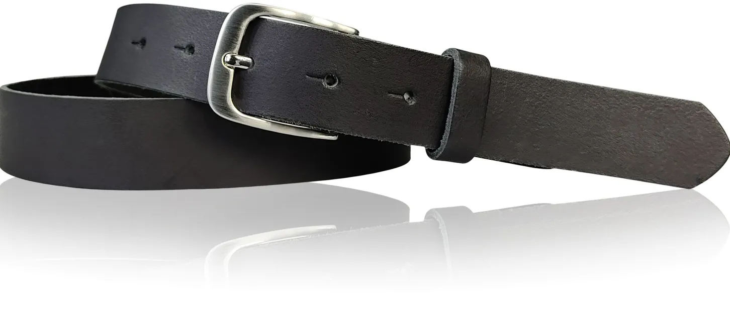 CALAIS: schmaler Damen Ledergürtel 3 cm mit schöner silbern glänzender Gürtelschnalle