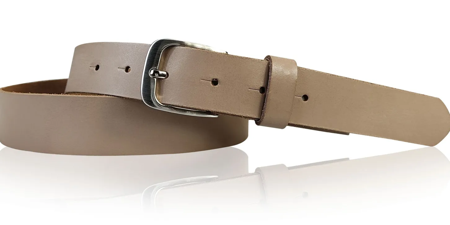 CALAIS: schmaler Damen Ledergürtel 3 cm mit schöner silbern glänzender Gürtelschnalle