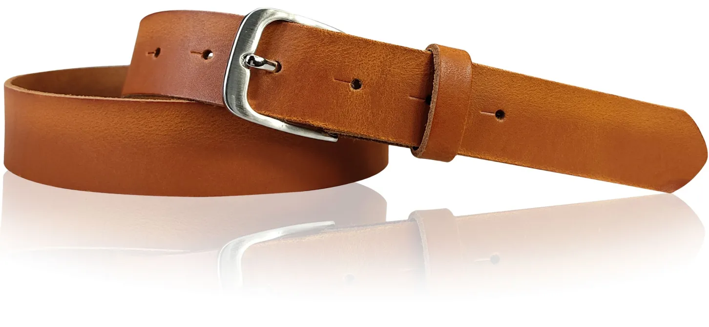 CALAIS: schmaler Damen Ledergürtel 3 cm mit schöner silbern glänzender Gürtelschnalle