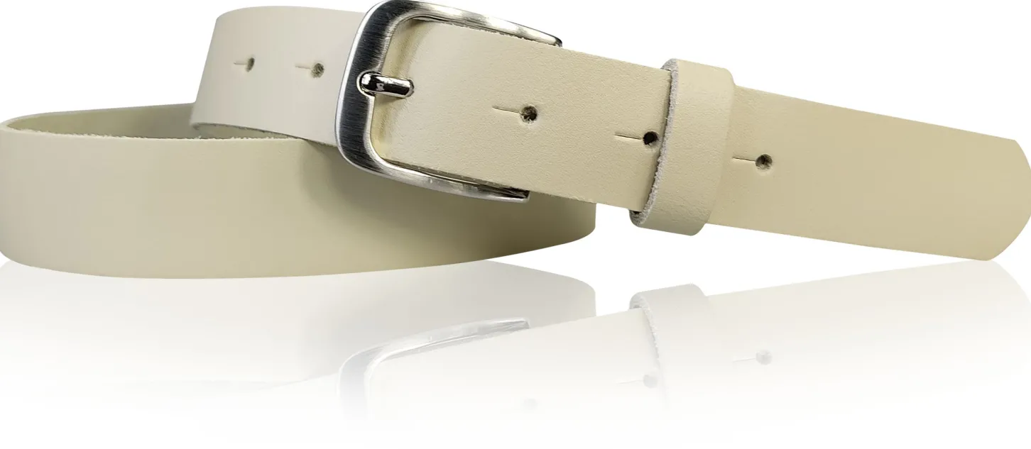 CALAIS: schmaler Damen Ledergürtel 3 cm mit schöner silbern glänzender Gürtelschnalle