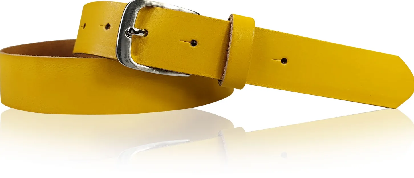 CALAIS: schmaler Damen Ledergürtel 3 cm mit schöner silbern glänzender Gürtelschnalle