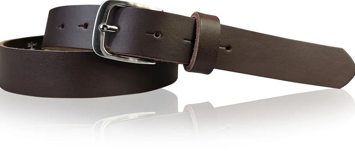 CALAIS: schmaler Damen Ledergürtel 3 cm mit schöner silbern glänzender Gürtelschnalle