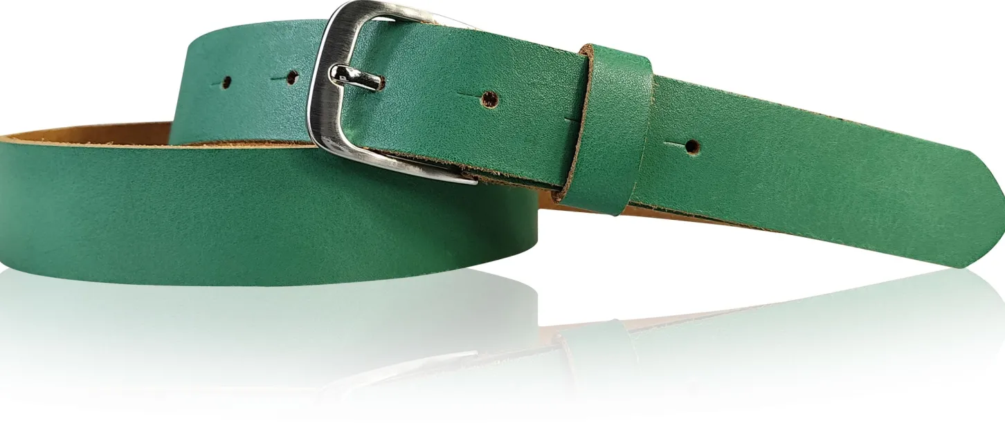 CALAIS: schmaler Damen Ledergürtel 3 cm mit schöner silbern glänzender Gürtelschnalle