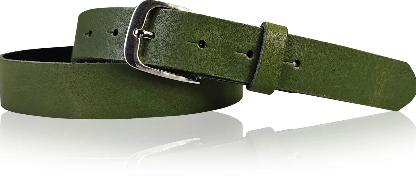 CALAIS: schmaler Damen Ledergürtel 3 cm mit schöner silbern glänzender Gürtelschnalle