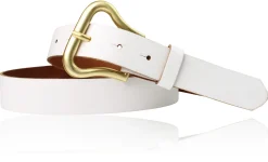 CHARLIZE Designergürtel mit formschöner Gürtelschnalle in mattgold, 3 cm