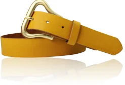 CHARLIZE Designergürtel mit formschöner Gürtelschnalle in mattgold, 3 cm