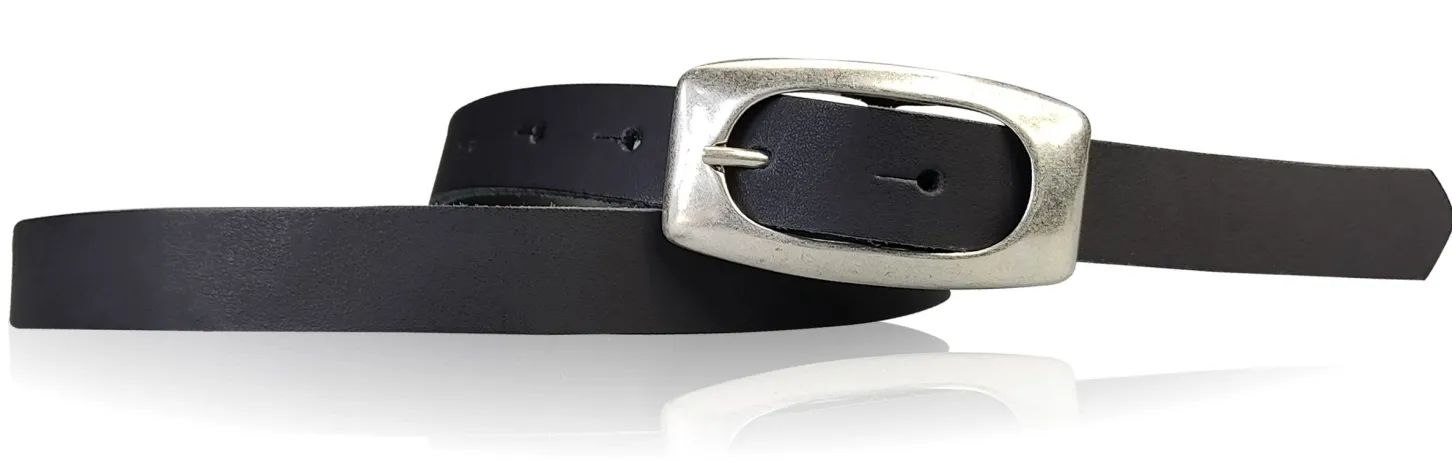 CHARLOTTE: schmaler Gürtel in Sommerfarben mit ovaler Gürtelschnalle mattsilber, ca. 1,8 cm