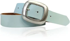 CHARLY 2: Damen Ledergürtel 4 cm mit großer Gürtelschnalle in altsilbern