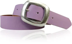 CHARLY 2: Damen Ledergürtel 4 cm mit großer Gürtelschnalle in altsilbern