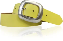 CHARLY 2: Damen Ledergürtel 4 cm mit großer Gürtelschnalle in altsilbern