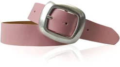 CHARLY 2: Damen Ledergürtel 4 cm mit großer Gürtelschnalle in altsilbern