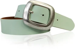 CHARLY 2: Damen Ledergürtel 4 cm mit großer Gürtelschnalle in altsilbern