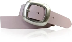 CHARLY 2: Damen Ledergürtel 4 cm mit großer Gürtelschnalle in altsilbern