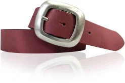 CHARLY 2: Damen Ledergürtel 4 cm mit großer Gürtelschnalle in altsilbern