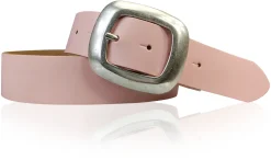 CHARLY 2: Damen Ledergürtel 4 cm mit großer Gürtelschnalle in altsilbern