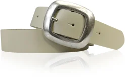 CHARLY 2: Damen Ledergürtel 4 cm mit großer Gürtelschnalle in altsilbern