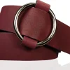 CIRCLE: Damen Ledergürtel mit großer Ring-Gürtelschnalle, stufenlos einstellbar