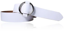 CIRCLE: Damen Ledergürtel mit großer Ring-Gürtelschnalle, stufenlos einstellbar