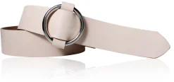 CIRCLE: Damen Ledergürtel mit großer Ring-Gürtelschnalle, stufenlos einstellbar