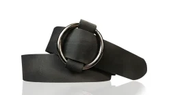 CIRCLE: Damen Ledergürtel mit großer Ring-Gürtelschnalle, stufenlos einstellbar