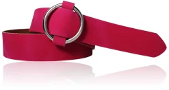 CIRCLE: Damen Ledergürtel mit großer Ring-Gürtelschnalle, stufenlos einstellbar