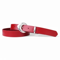 3 cm Damen Ledergürtel mit passender Schlaufe in mattsilber