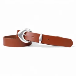 3 cm Damen Ledergürtel mit passender Schlaufe in mattsilber