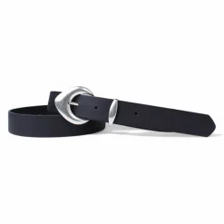 3 cm Damen Ledergürtel mit passender Schlaufe in mattsilber