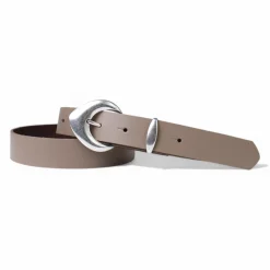 3 cm Damen Ledergürtel mit passender Schlaufe in mattsilber