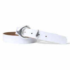 3 cm Damen Ledergürtel mit passender Schlaufe in mattsilber