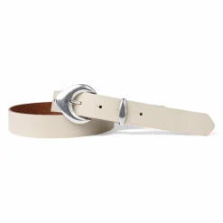 3 cm Damen Ledergürtel mit passender Schlaufe in mattsilber