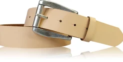 COLMAR: Damen Ledergürtel 4 cm mit Rollschnalle in altsilbern, echt Ledergürtel
