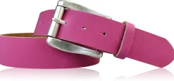 COLMAR: Damen Ledergürtel 4 cm mit Rollschnalle in altsilbern, echt Ledergürtel