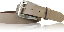 COLMAR: Damen Ledergürtel 4 cm mit Rollschnalle in altsilbern, echt Ledergürtel
