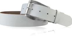 COLMAR: Damen Ledergürtel 4 cm mit Rollschnalle in altsilbern, echt Ledergürtel