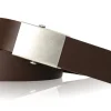 COMFORT: Herrengürtel stufenlos verstellbar, 4 cm, massive Militär Koppelschnalle altsilber, Ledergürtel, kürzbar! Gesamtlänge 145cm