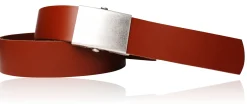 COMFORT: Herrengürtel stufenlos verstellbar, 4 cm, massive Militär Koppelschnalle altsilber, Ledergürtel, kürzbar! Gesamtlänge 145cm