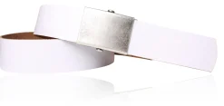COMFORT: Herrengürtel stufenlos verstellbar, 4 cm, massive Militär Koppelschnalle altsilber, Ledergürtel, kürzbar! Gesamtlänge 145cm