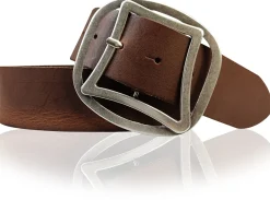 CONNY breiter Taillengürtel 4,7 cm mit cooler Retro Gürtelschnalle, echt Leder