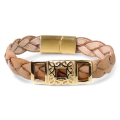 Damen Armband aus weichem Leder mit schmückendem Zierteil in gold