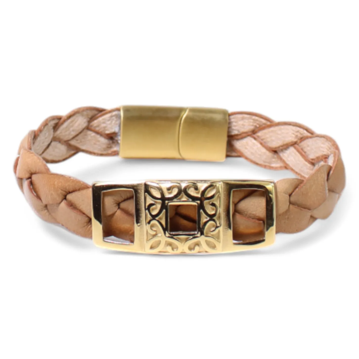 Damen Armband aus weichem Leder mit schmückendem Zierteil in gold